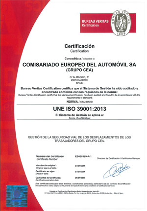 Certificacin de la norma ISO 39001 de seguridad vial CEA
