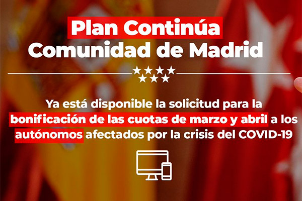 Plan Continúa de la Comunidad Madrid. Ayudas a autónomos