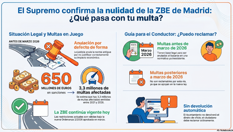 Tribunal Supremo avala la anulación de las ZBE de Madrid